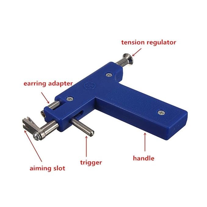Johnson Tools Ear Gun Shots Plastic Instrument with 12 pair Studs for Piercing Ears, Nose & Navel for Jewellery Retailers, Beauty Salons & Home Users