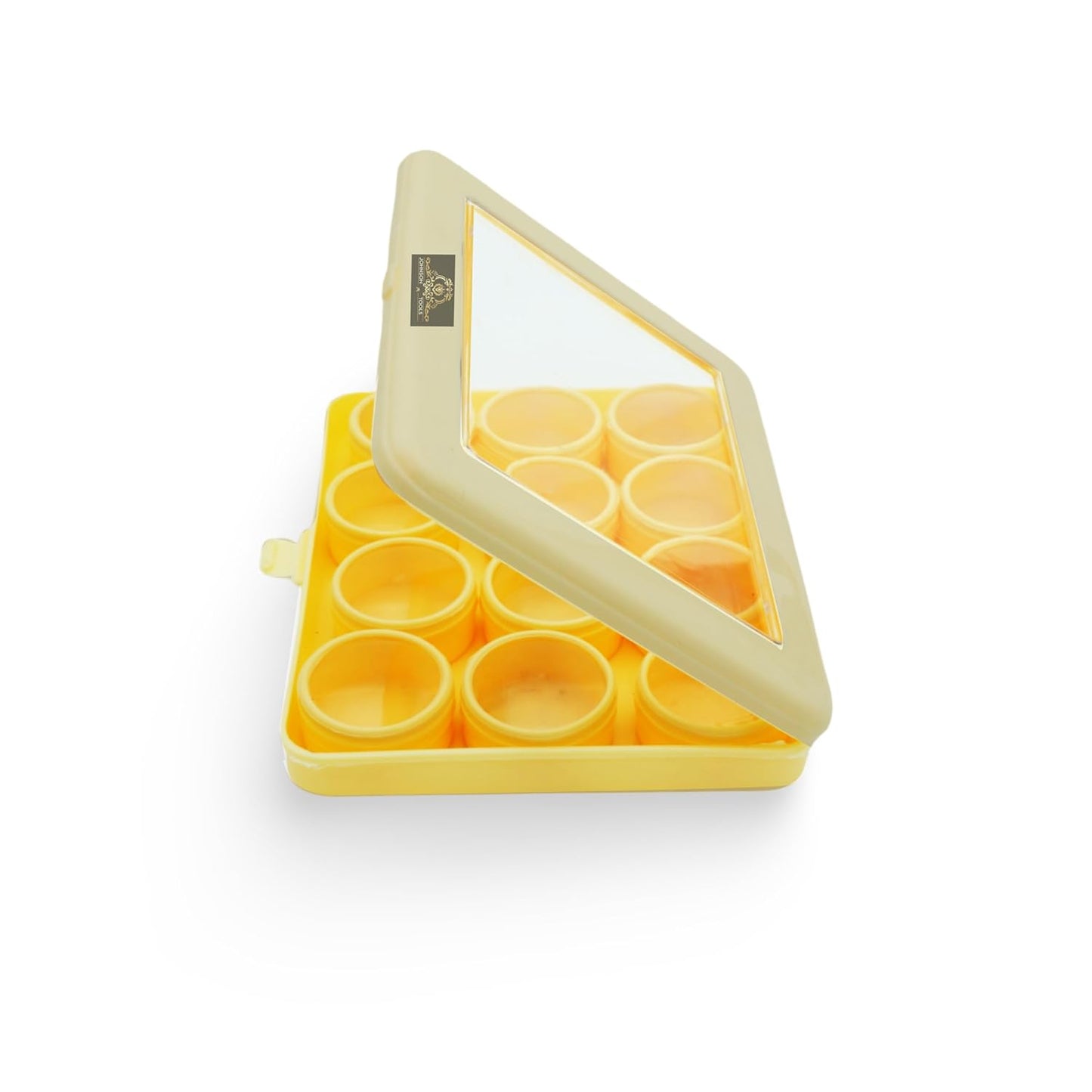 Johnson Tools 12‑in‑1 Clear Plastic Organizer Box – Plastic n Glass Case for Gems, Stones, Jewelry, Clips