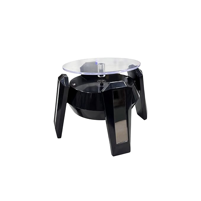 Johnson Tools Solar Powered Rotating Jewellery Ring Bracelet Mobile Phone Watch Display Stand Long Leg Model with LED lights Rotetor (Also Work with Battery)