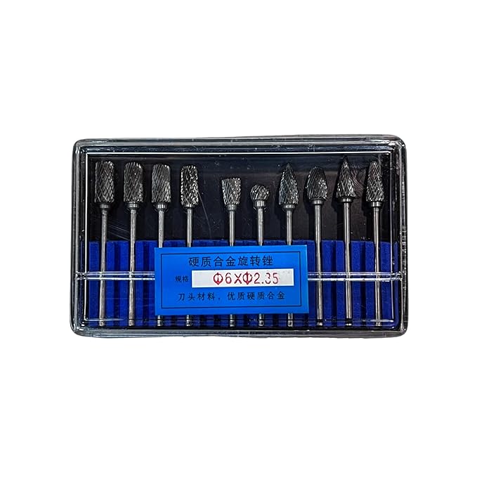 Johnson Tools Carbide Drill Bits/Burs 6X2.35mm for Jewellery Making, Dental Grinding, Carving or Other Multi purpose Works (Set of 10 Bits)