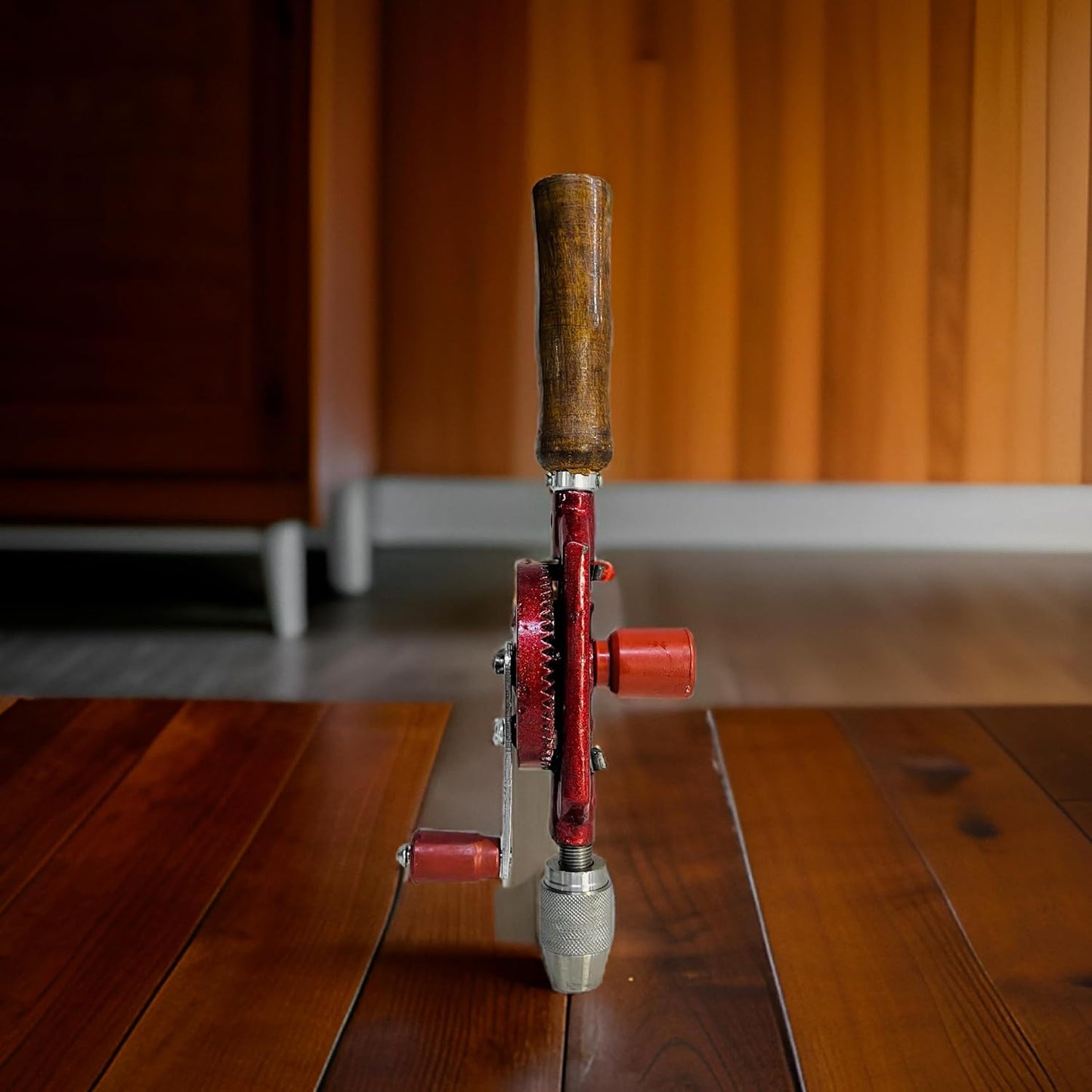 Johnson Tools Nahal 1/4'' Hand Drill Machine with Wooden Handle (Color - Red, Size - 6mm)