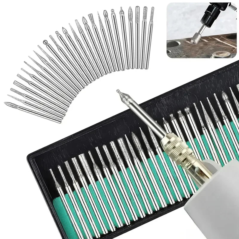 Johnson Tools 30pc Diamond Bits Set in 2.35mm Shank for Jewellery Making, Art & Craft, Wood Designing