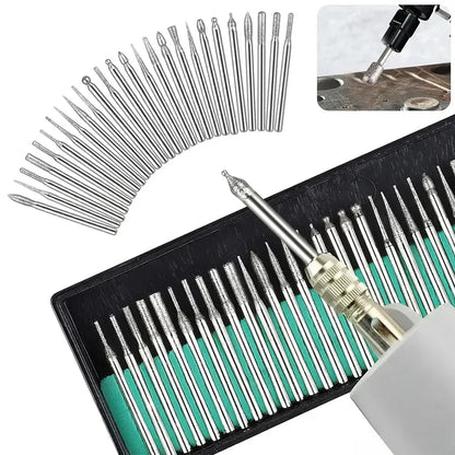 Johnson Tools 30pc Diamond Bits Set in 2.35mm Shank for Jewellery Making, Art & Craft, Wood Designing