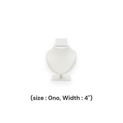 Johnson Tools White Adjustable Fiber Necklace Display Stand (Size 0, 4" width) for Gold, Silver, Diamond & Antique Necklaces Photography and Display Works