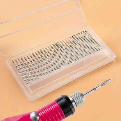 Johnson Tools 30pcs Diamond Bits Set – 2.35mm Shank Rotary Bits in Multi Grits for Jewelry Engraving, Polishing & Carving