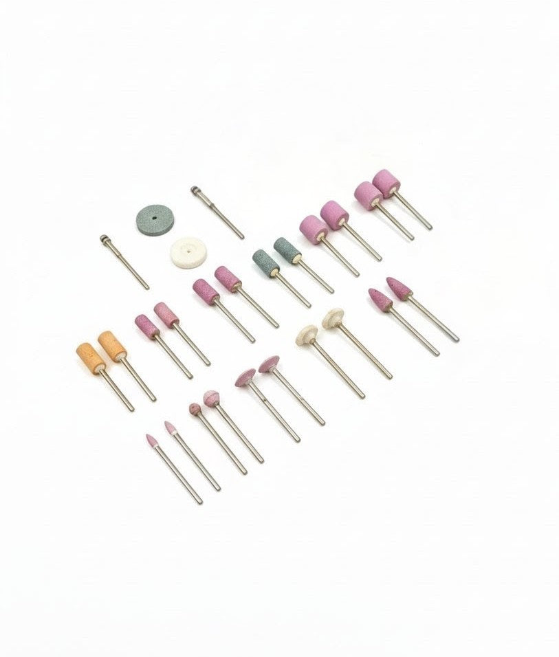 Johnson Tools 24 in 1 Mini Grinding and Polishing Stone Bits Set | Multi-Grit Rotary Tool Accessories for MiniCraft Drills, Dremel, Jewelry, Wood, Metal, Glass and DIY Precision Works