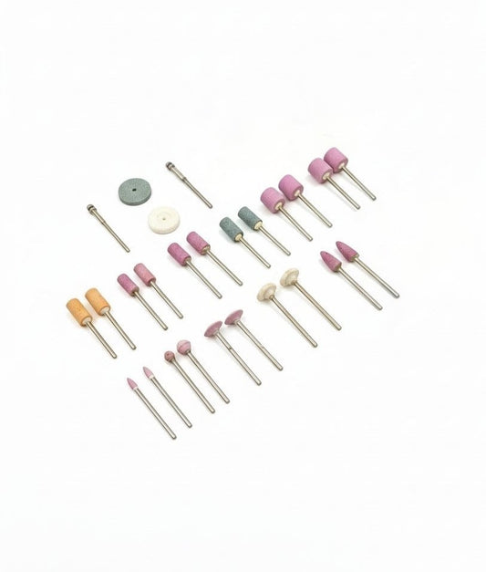 Johnson Tools 24 in 1 Mini Grinding and Polishing Stone Bits Set | Multi-Grit Rotary Tool Accessories for MiniCraft Drills, Dremel, Jewelry, Wood, Metal, Glass and DIY Precision Works