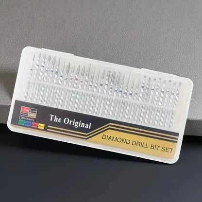 Johnson Tools 30pcs Diamond Bits Set – 2.35mm Shank Rotary Bits in Multi Grits for Jewelry Engraving, Polishing & Carving