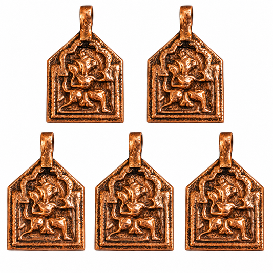 Johnson Tools Hanuman ji Copper Pendant (Ful) in Rajasthani Design For Male and Female (Pack of 5 pcs)