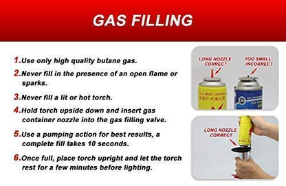 Johnson Tools Long Nozzle Gas Torch (refillable) with Removable Burner size no.3 used as, Burner, Lighter, Soldering Tool (Without Gas)