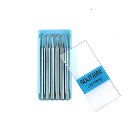 Johnson Tools German Round Solitaire Burs for Gold and Silver Jewellery Making Works (Pack of 6, 0.8mm to 2.3mm)