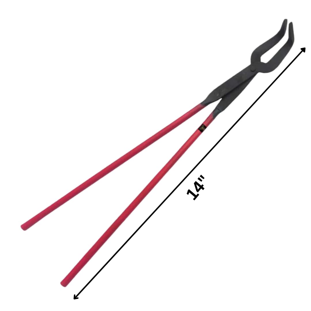 Johnson Tools 14" Plier Sandasi with Bent Mouth to Lift Crucibles at Foundry, Refinery and Casting Plants of Gold, Silver and other Metals