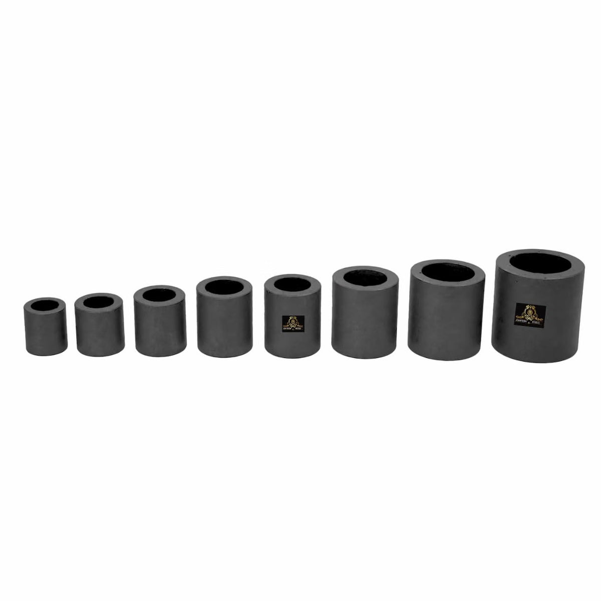 Johnson Tools Set of Graphite Carbon Crucible (Pack of 8) - for Casting, Melting, Refining Gold, Silver, Copper, Aluminium, Brass, Scrap Jewellery Making Work (Color- Dark Grey) Visit the Johnson Tools Store