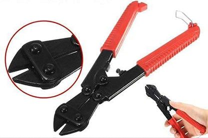 Johnson Tools Mini Bolt Cutter 8'' Heavy Duty Wire, Cable, Stripper Cutter Plier Crimper Shear Cutting Stripping Tool Pocket Size Black and Red