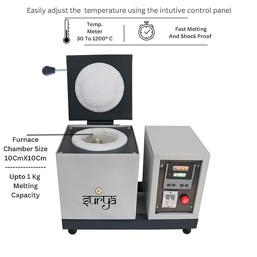 Johnson Tools Iron Surya 1Kg Melting Furnace - Furnace for Gold and Silver Jewelry | Ivory Grey Color - Premium Melting Machine (1 kg Melting Furnace)