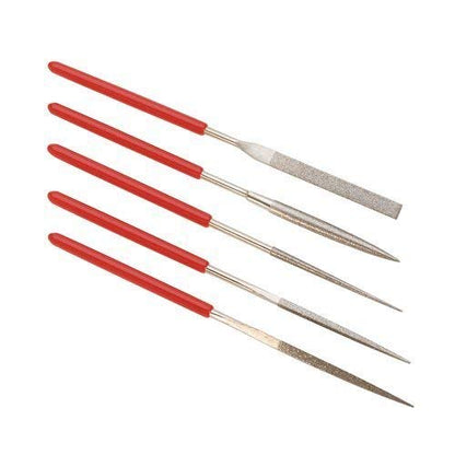Johnson Tools Needle Mini Diamond File Set for Metal, Glass, Stone, Jewelry, Art and Craft Works (140mm, 5 Pieces)