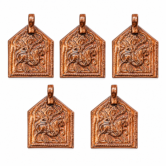 Johnson Tools Baba Ramdev God (Ghora Savari) Copper Pendant (Ful) in Rajasthani Design For Male and Female (Pack of 5 pcs)