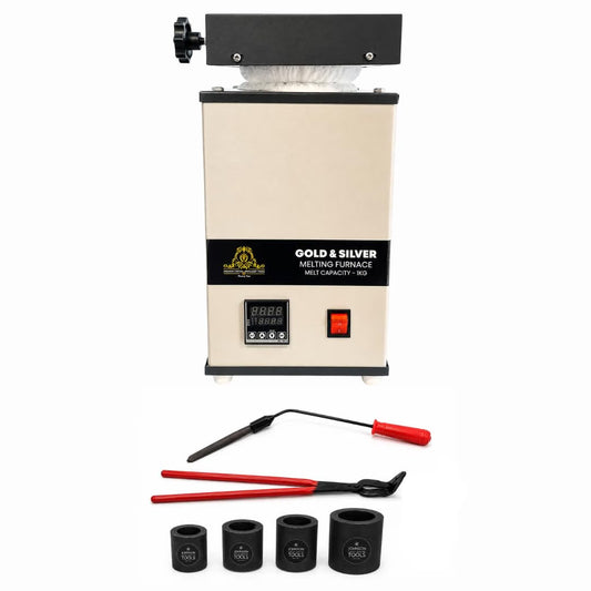 Johnson tools Gold & Silver Melting Furnace Machine for Jewellery (1kg Capacity, 900W, 220V, Fast Heating up to 1200°C, White-Black Color, Digital Temperature Controller)