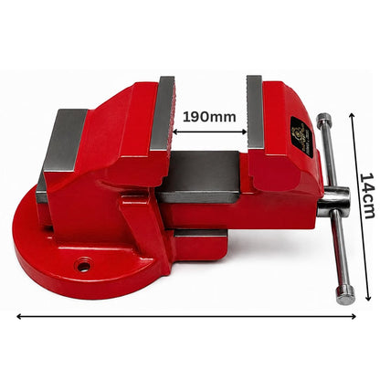 Johnson Tools Bench Vise or Drill Vise of Heavy Structure Cast Iron Fixed Base (0 No(190mm)) Red