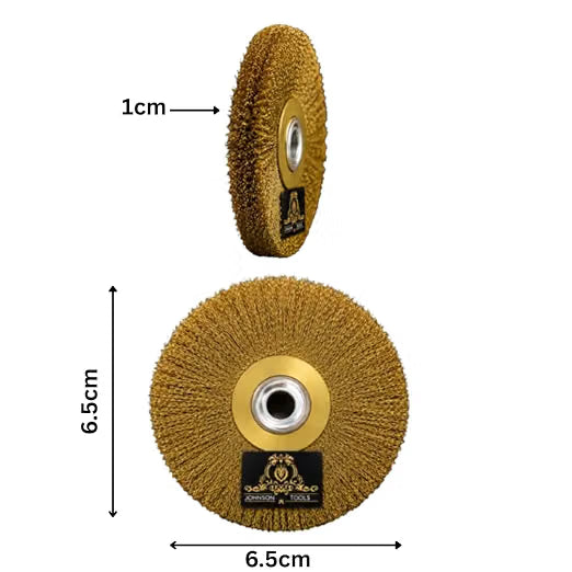 Johnson Tools Round Brass Brush For Jewellery Polisher Motor Buff Machine (Color-Brass, Pack of 6 pcs)