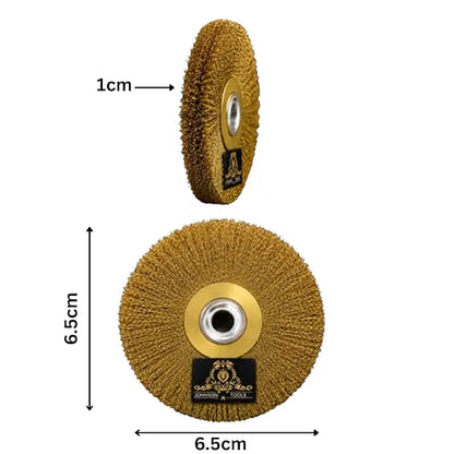 Johnson Tools Round Brass Brush For Jewellery Polisher Motor Buff Machine (Color-Brass, Pack of 6 pcs)