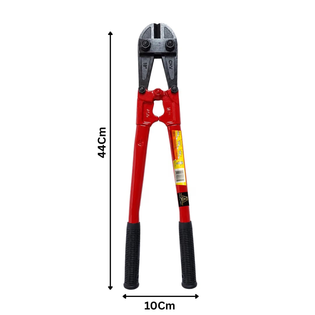Johnson Tools 18" Hit Strong Bolt Cutter with Industrial Hardness and Shear Sharp, Comfortable Ergonomics TPR Handle for Cutting Bolts, Gold Biscuit and Other Various Uses (450mm)