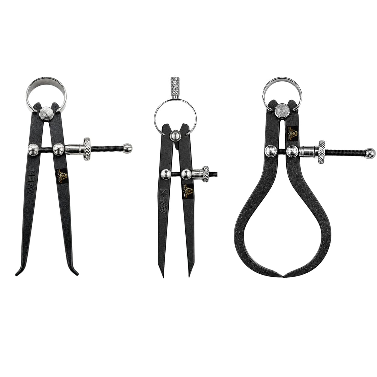 Johnson Tools Set of 3 Spring Adjustable Compass Divider 4" Fine Point Black Powder Coated Precision Measuring for Jewellery Marking, Scribing, Craftsman, Architect, Artist, Carpenter, Model Making