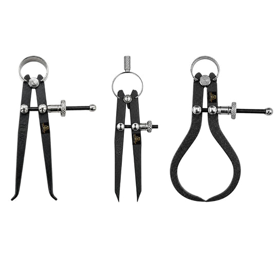 Johnson Tools Set of 3 Spring Adjustable Compass Divider 4" Fine Point Black Powder Coated Precision Measuring for Jewellery Marking, Scribing, Craftsman, Architect, Artist, Carpenter, Model Making