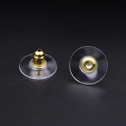 Johnson Tools Golden Bullet Clutch Earring Backs With Silicone Pad Earring Backings Studs/Push Button For Womens - 100 Pcs