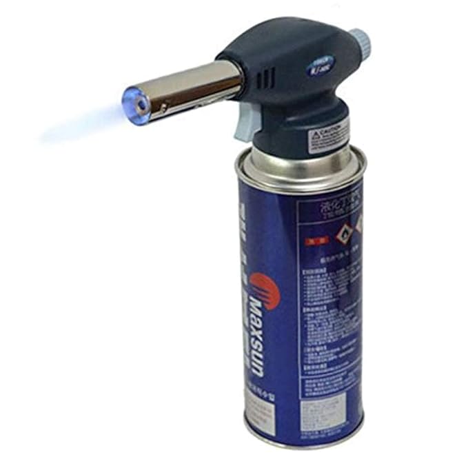 Johnson Tools Flamethrower Butane Burner Auto Ignition Camping Weldin Blow Torch for Creme Brulee, Kitchen, Cooking, BBQ