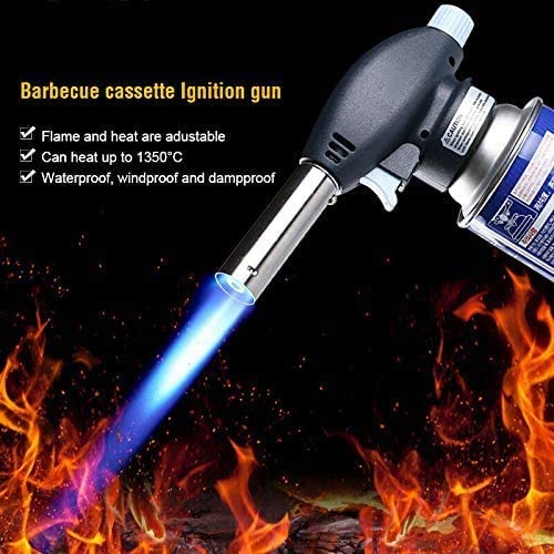 Johnson Tools Flamethrower Butane Burner Auto Ignition Camping Weldin Blow Torch for Creme Brulee, Kitchen, Cooking, BBQ
