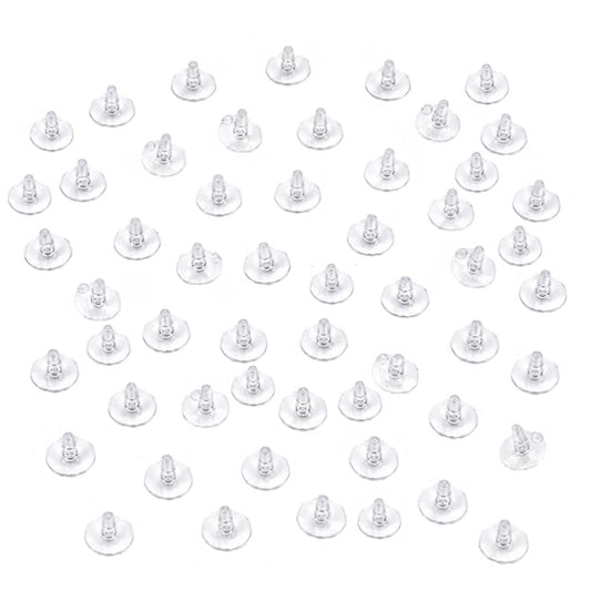 Johnson Tools Clear Bluish Silicone Long Nose Back Stoppers/push buttons/Findings Stud Earring Plugs for Gold and Silver Earrings (200 Pieces)