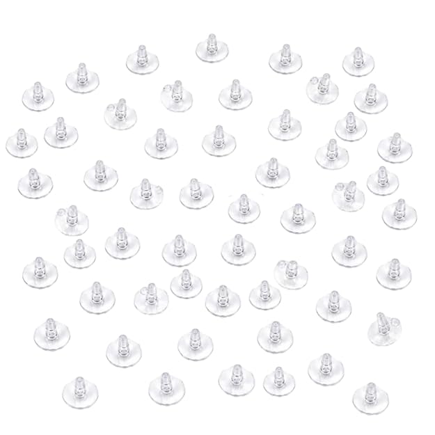 Johnson Tools Small Clear Silicone Back Stoppers/Push Buttons/Findings Stud Earring Plugs for Gold, Silver and Artificial Earrings