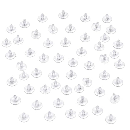 Johnson Tools Small Clear Silicone Back Stoppers/Push Buttons/Findings Stud Earring Plugs for Gold, Silver and Artificial Earrings