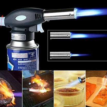 Johnson Tools Flamethrower Butane Burner Auto Ignition Camping Weldin Blow Torch for Creme Brulee, Kitchen, Cooking, BBQ