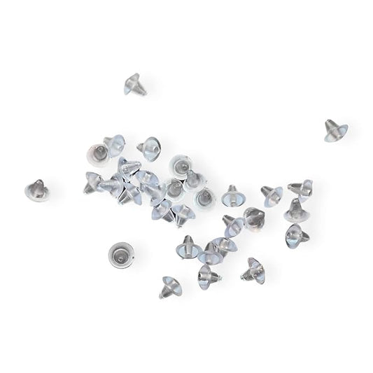 Johnson Tools Small Clear Silicone Back Stoppers/Push Buttons/Findings Stud Earring Plugs for Gold, Silver and Artificial Earrings