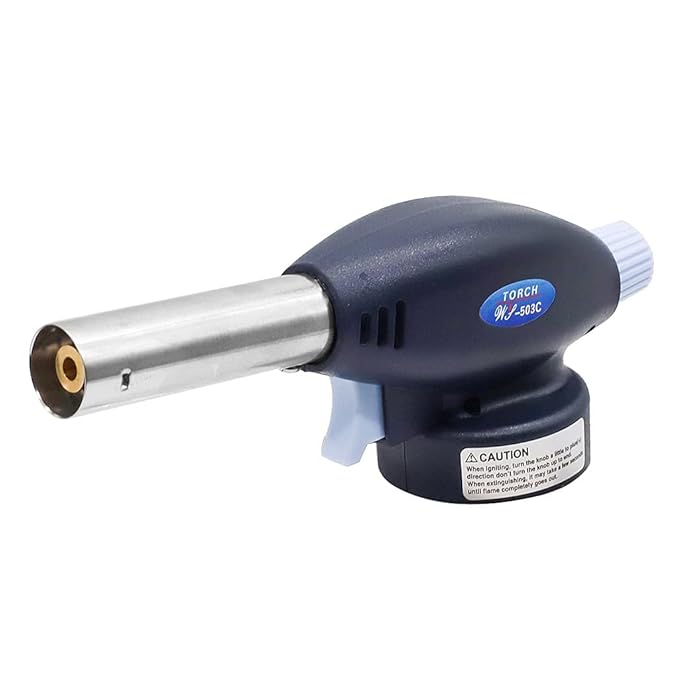 Johnson Tools Flamethrower Butane Burner Auto Ignition Camping Weldin Blow Torch for Creme Brulee, Kitchen, Cooking, BBQ