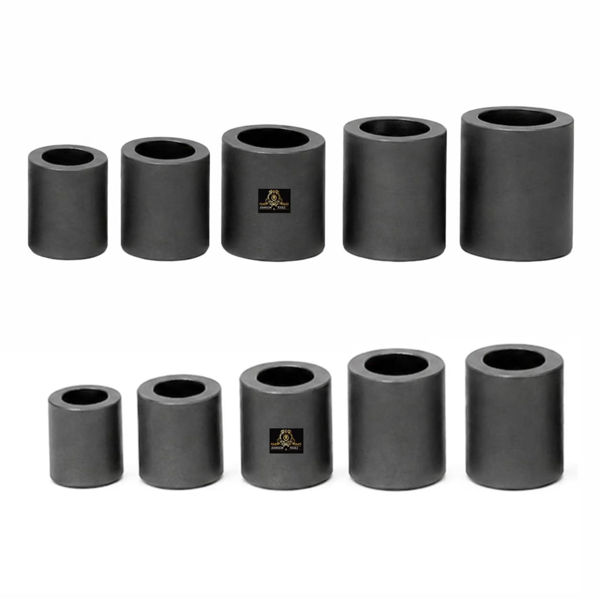 Johnson Tools Set of Graphite Carbon Crucible (Pack of 10) - for Casting, Melting, Refining Gold, Silver, Copper, Aluminium, Brass, Scrap Jewellery Making Work (Color- Dark Grey)