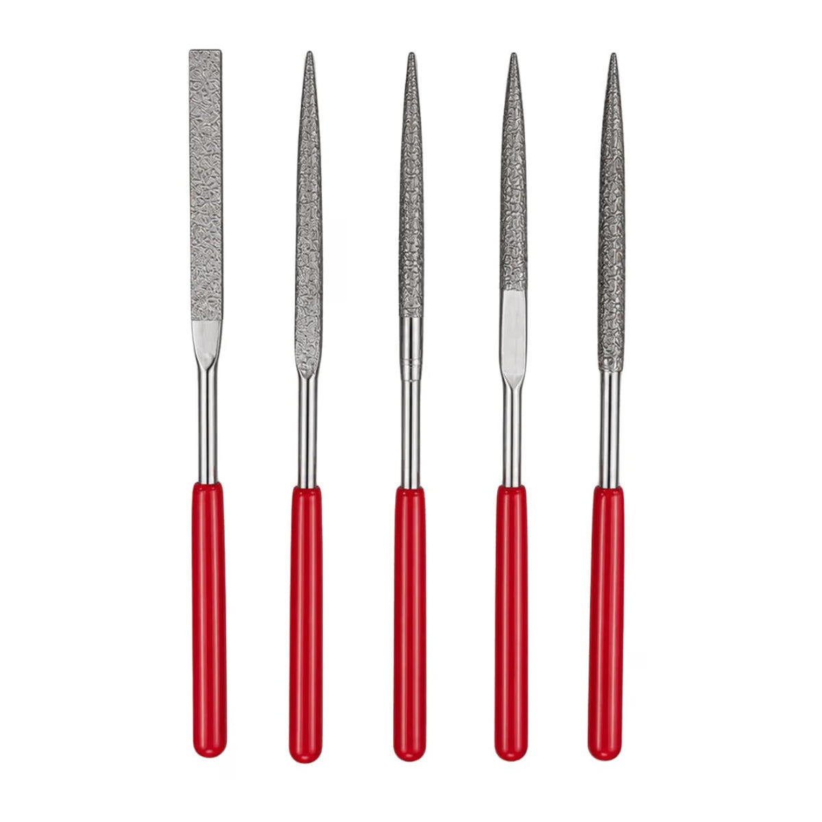 Johnson Tools Needle Mini Diamond File Set for Metal, Glass, Stone, Jewelry, Art and Craft Works (140mm, 5 Pieces)