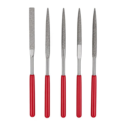 Johnson Tools Needle Mini Diamond File Set for Metal, Glass, Stone, Jewelry, Art and Craft Works (140mm, 5 Pieces)