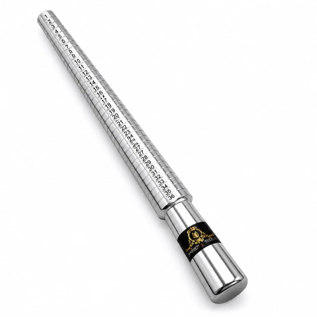 Johnson Tools Steel Ring Sizer Stick for Measuring Ring Sizes from 1 to 36