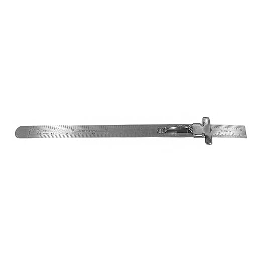 Johnson Tools Kristeel Stainless Steel Ruler with Detachable Iron Clip For Depth Gauge Metric and English Measurement Works (Size 6 Inch/150mm)