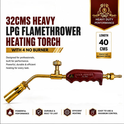 Johnson Tools Colambia 32cms Heavy LPG flamethrower Heating Torch Gun with 4no Burner
