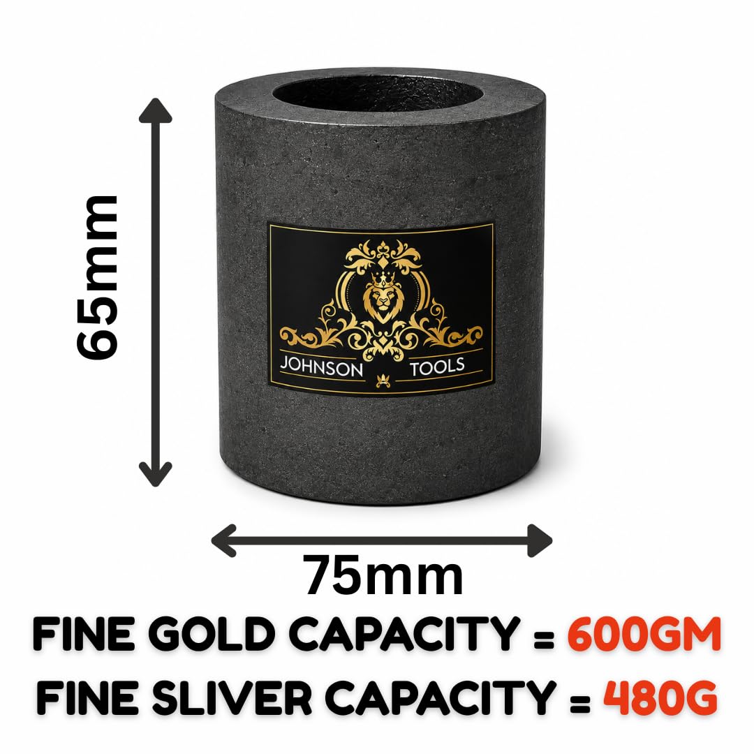 Johnson Tools 65X75mm Carbon Crucible for Casting, Melting, Refining Gold, Silver, Copper, Aluminium, Brass