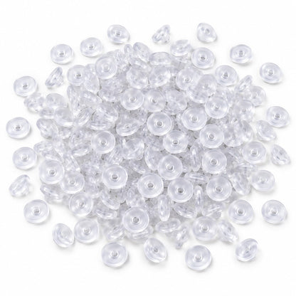 Johnson Tools Flat Clear Bluish Silicone Ear Back Stoppers/push buttons/Findings Stud Earring Plugs For Gold And Silver Earrings (200 Pieces)