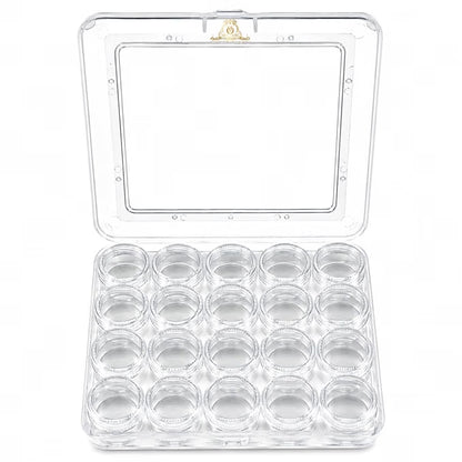 Johnson Tools Transparent Plastic Box for Storing Stones, Gems, Clips, Small Jewelry pieces and Multipurpose uses (20 pc Set Box) Round