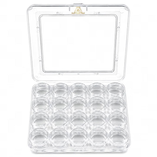 Johnson Tools Transparent Plastic Box for Storing Stones, Gems, Clips, Small Jewelry pieces and Multipurpose uses (20 pc Set Box) Round
