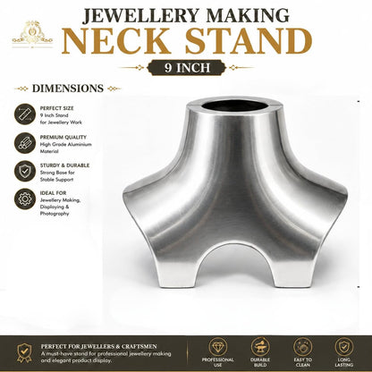 Johnson Tools Aluminium Necklace Display Neck Stand (9 Inch) for Gold, Silver Jewellery Making, Jodha Har Shaping, Designing and Repair Tool