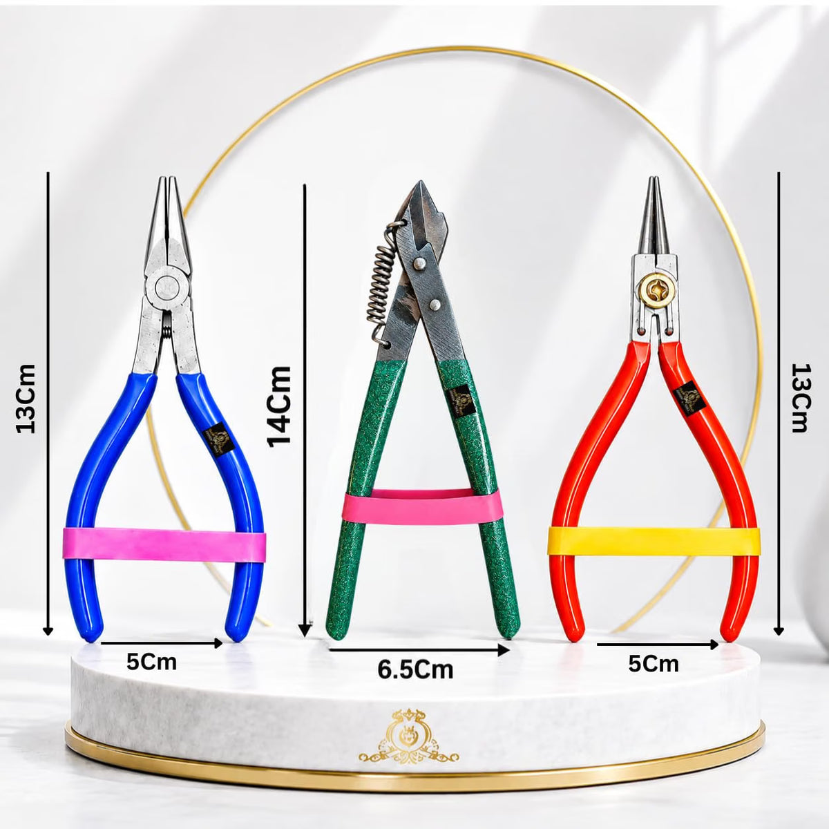 JOHNSON TOOLS Silk Thread Jewellery Making Pliers Combo Flat, Round and Side Cutter Nose Plier (Pack of 3 Pieces)