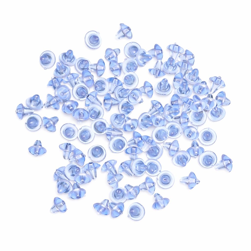 Johnson Tools 200 Pieces of Clear Small Silicone Bullet Back Stoppers/Push Buttons/Findings Stud Earring Plugs for Gold, Silver and Artificial Earrings